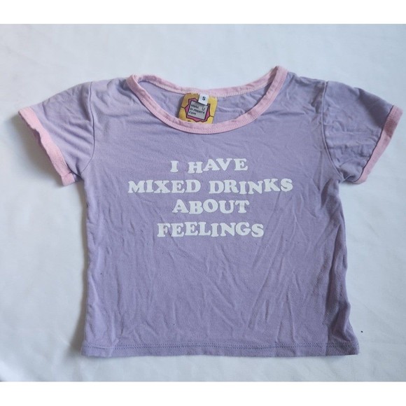 Omighty I Have Mixed Drinks About Feelings Baby Tee Size Small - Picture 1 of 3